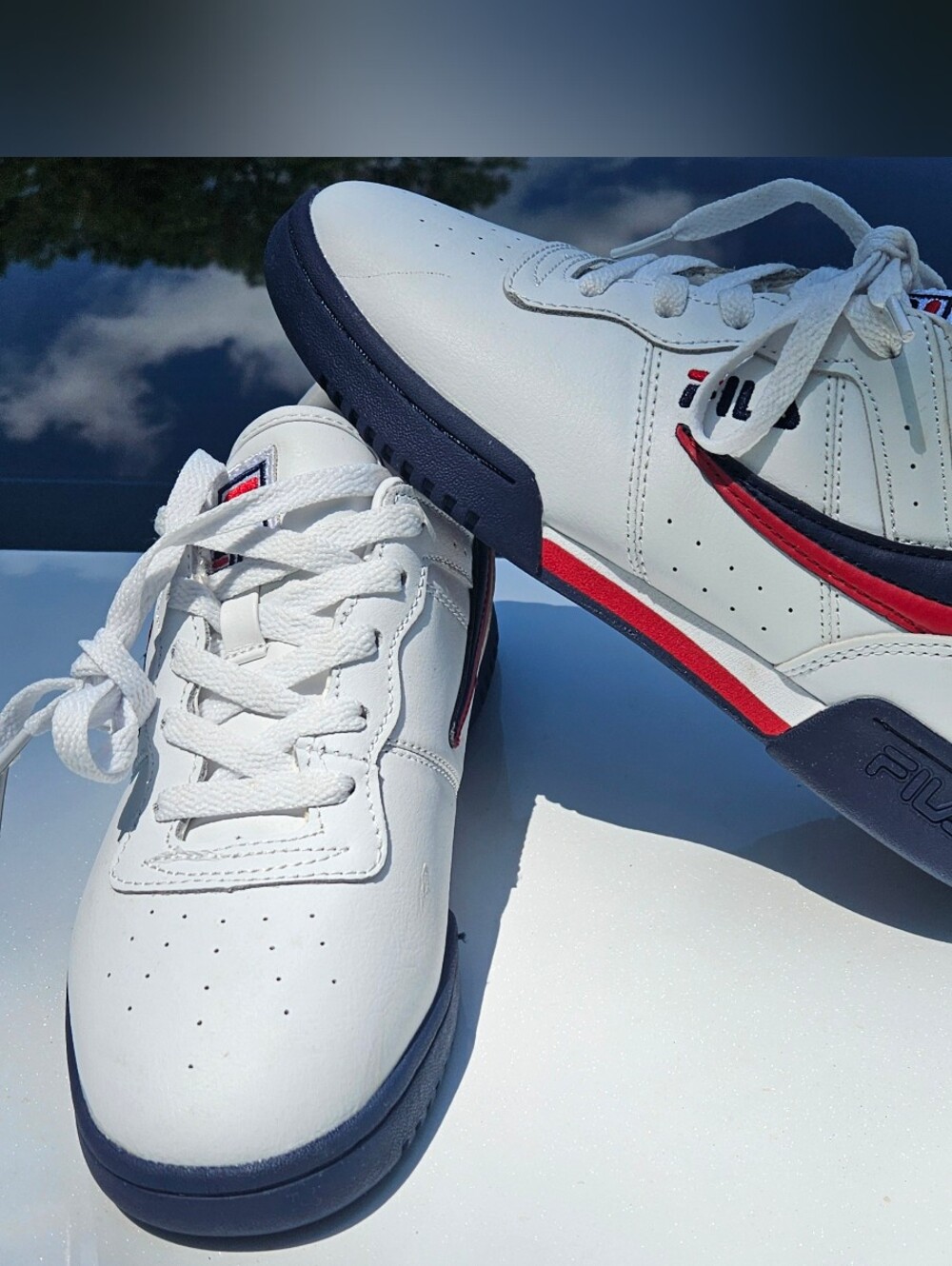 FILA Original Fitness White Navy Red Retro Leather Lifestyle Shoes Mens 6